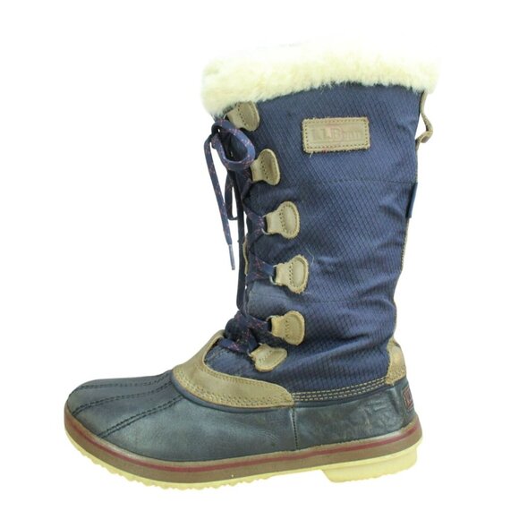 LL Bean Rangeley Women's Insulated Waterproof Blue Nylon Winter Boots Size 10 M - Picture 1 of 9